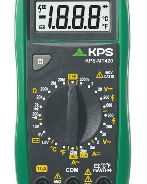 MULTÍMETRO 600V VOLT AC/DC, CORRIENTE AC/DC, TEMPERATURA, COMPROBADOR DE PILAS