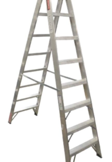 ESCALERA TIJERA DOBLE AL DE 8 PELDAÑOS TIPO II  102 Kg COLOR ALUMINIO