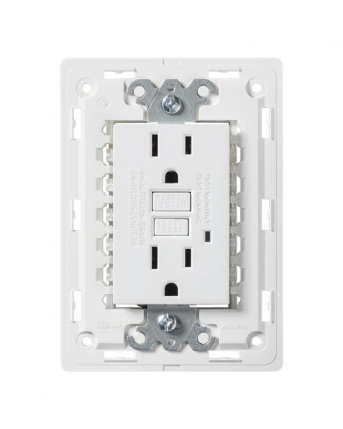 TOMA CORRIENTE DUPLEX ICFT C/CHASIS BLANCO S26 | Simon 26 | CODIGO 2600425-030