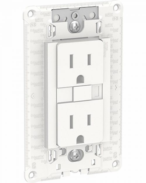 Toma de corriente dúplex 2P+T 15A con protección GFCI 127 Vca. Blanco