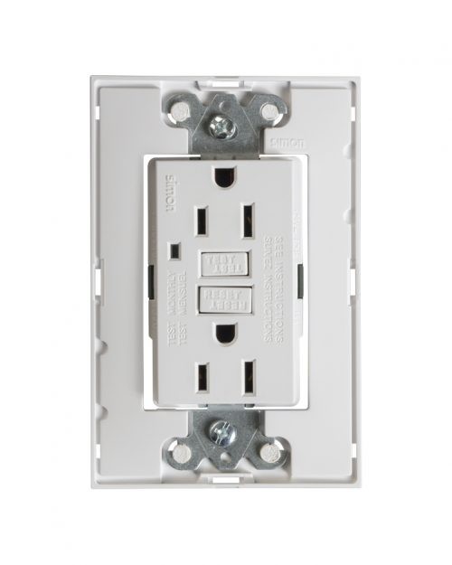 TOMA DE CORRIENTE DUPLEX FALLA A TIERRA ICFT CON CHASIS Y SIN PLACA BLANCO | Simon 25 | CODIGO 25425-30