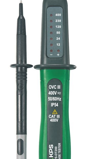 DETECTOR TENSIÓN AC/DC 6-380V, INDICADOR DE POLARIDAD EN DC