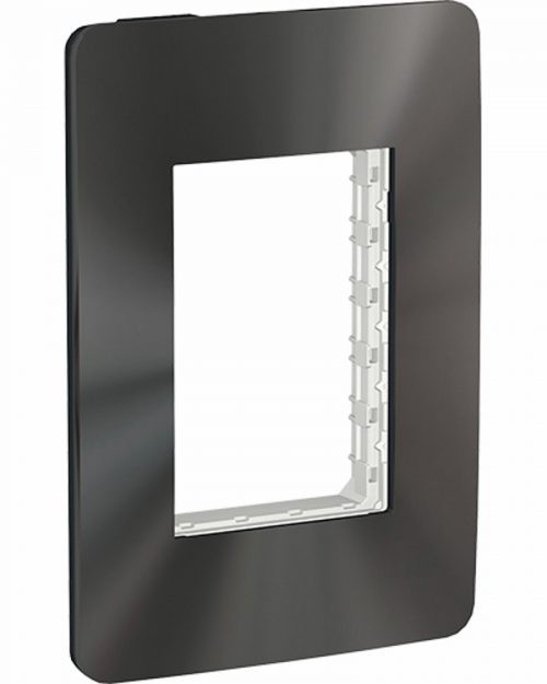 Placa de 3 módulos Chrome Dark. Negro espejo