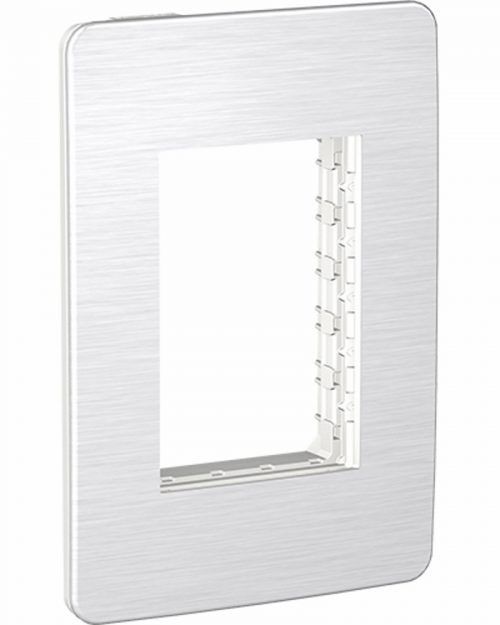 Placa de 3 módulos Cosmic Grey. Gris Metálico