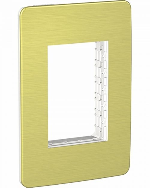 Placa de 3 módulos Solar Yellow. Verde Aluminio