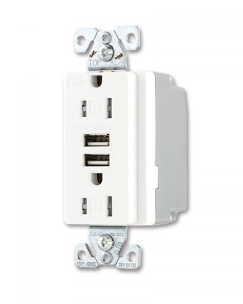 RECEPTACULO DUPLEX 15A 2 CARGADORES USB BLANCO ARROW HART
