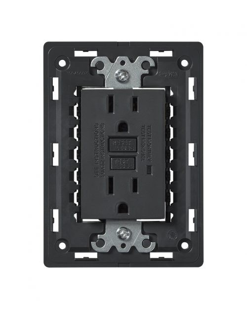 TOMA CORRIENTE DUPLEX ICFT C/CHASIS GRAFITO S26 | Simon 26 | CODIGO 2600425-038